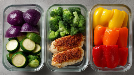 top-down view of simple healthy meal prep