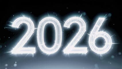 White Wireframe 2026 over Dark Gradient with Depth Cues and Subtle Glow Futuristic Tech Background