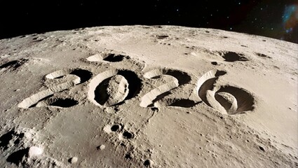 Lunar Surface Dust Tracks Forming 2026 with Earthrise and High Contrast Shadows Space Exploration Background