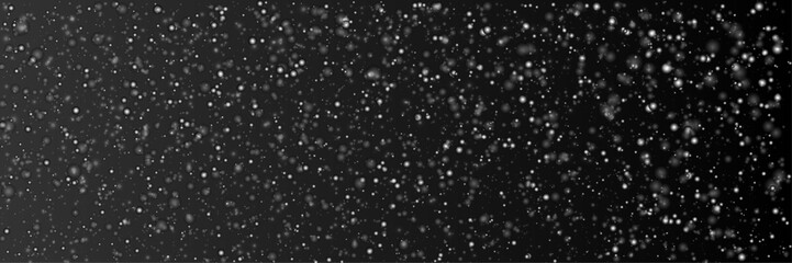 Vector snow isolated on black background.
