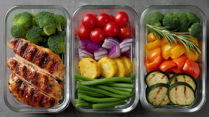 top-down view of simple healthy meal prep