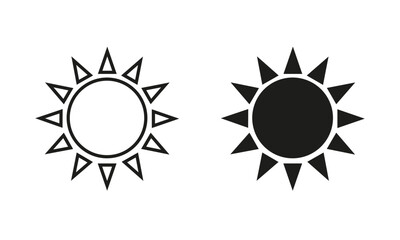 Vector of two sun icon in outline and filled black