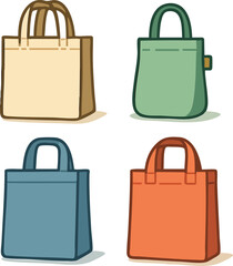 Four colorful shopping bags on a white background.