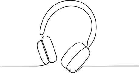 headphone line art silhouette vector illustration