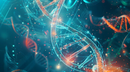 Double helix, A luminous 3D illustration of a double helix