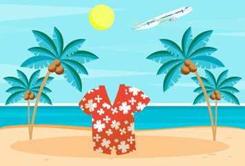 Hawaiian Shirt Concept Illustration Vector Style
