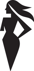 Elegant woman silhouette long flowing hair