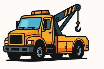 Fototapeta premium Yellow Tow Truck With Crane Illustration.