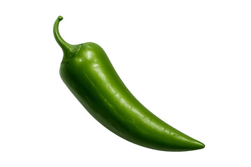 Fresh green chili pepper with smooth skin and curved shape ready for cooking or garnishing dishes