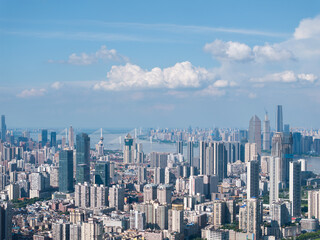Naklejka premium Wuhan city landmark skyline scenery