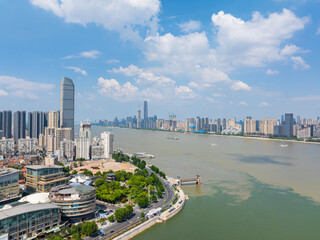 Obraz premium China, Hubei, Wuhan, summer, city, urban, scenery, sky, cloud, cumulus, sea of clouds, skyline, landmark, architecture, outdoor, aerial photography, high-rise building, skyscraper, technology, modern,