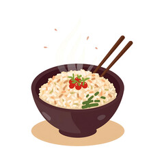 bowl of rice with chopsticks