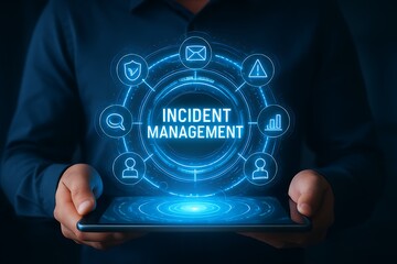 Digital incident management interface with icons digital interface technology