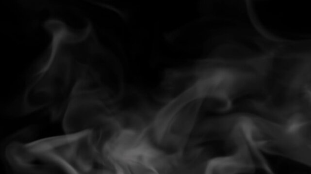 Thin streams of white smoke isolated on transparent background, seamless 4K animation ideal for overlays, cinematic projects, and visual effects