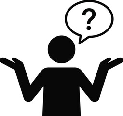 Confused person question mark symbol icon silhouette vector