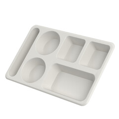 3D rendering illustration of an empty compartment meal tray, plastic version
