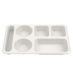 3D rendering illustration of an empty compartment meal tray, plastic version
