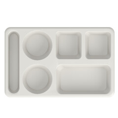 3D rendering illustration of an empty compartment meal tray, plastic version