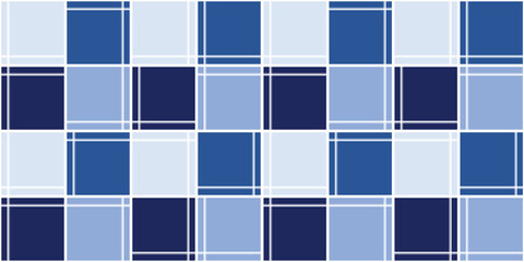 abstract blue background with square rectangular block pattern repeat seamless style design for fabric printing, traditionally fabric print pattern, white border line