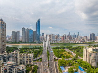 Obraz premium China, Hubei, Wuhan, summer, city, urban, scenery, sky, cloud, cumulus, sea of clouds, skyline, landmark, architecture, outdoor, aerial photography, high-rise building, skyscraper, technology, modern,