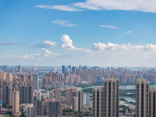 Obraz premium China, Hubei, Wuhan, summer, city, urban, scenery, sky, cloud, cumulus, sea of clouds, skyline, landmark, architecture, outdoor, aerial photography, high-rise building, skyscraper, technology, modern,