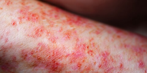 Human skin showing symptoms of severe allergic dermatitis
