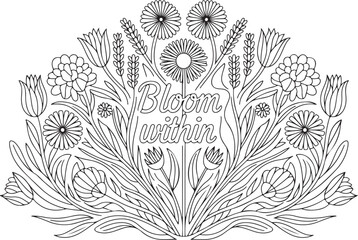 Wildflower Mandala Logo Design – Minimal Botanical Circle Vector