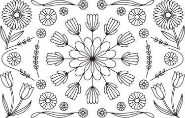 Wildflower Mandala Logo Design – Minimal Botanical Circle Vector