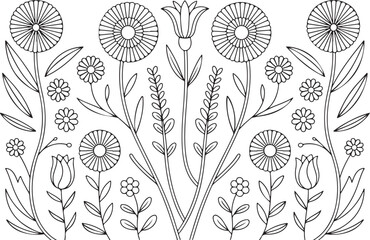 Wildflower Mandala Logo Design – Minimal Botanical Circle Vector
