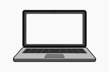 Laptop with blank screen isolated on white