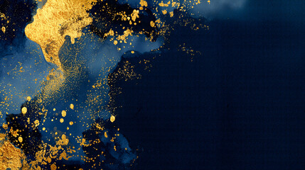 紺の和紙に金箔を散りばめた高級感ある背景（和風）