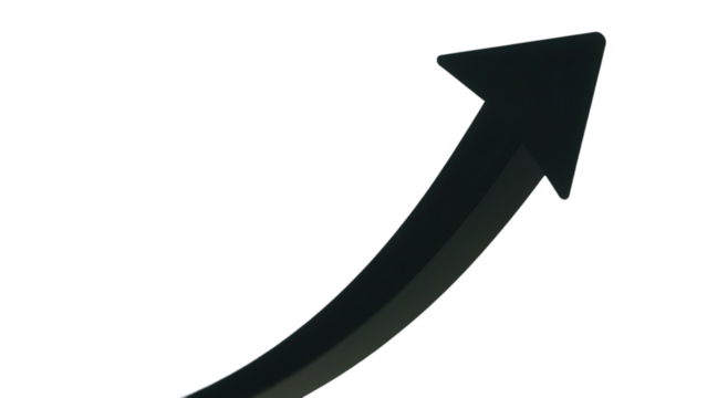Curved arrow right in transparent background isolated on white background