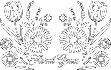Wildflower Mandala Logo Design – Minimal Botanical Circle Vector