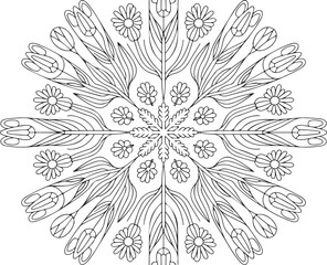 Floral Mandala Line Art – Blooming Flower Symmetry Design