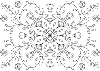 Floral Mandala Line Art – Blooming Flower Symmetry Design
