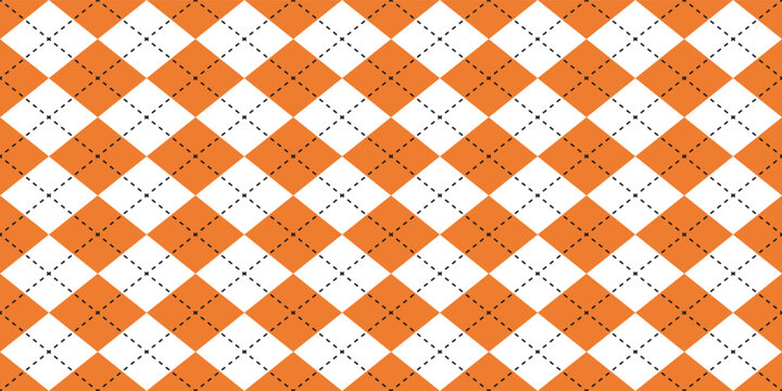 orange brown checkboard games, diamond repeat pattern with dot line grid on top, replete image design for fabric printing