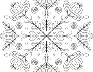 Intricate Floral Mandala with Wildflower and Leaf Details