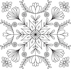 Minimal Wildflower Mandala Line Art for Coloring and Decoration