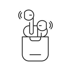 Modern vector icon of wireless headphones and earbuds, symbolizing audio, music, and sound technology. Minimalistic outline design, perfect for digital, electronic, and communication projects.