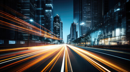 Obraz premium Dynamic Light Trails on City Street at Night