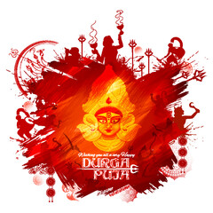illustration of Goddess Durga in Subho Bijoya Happy Dussehra background
