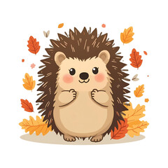 Hedgehog and leaves 
