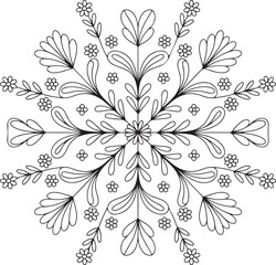Minimal Wildflower Mandala Line Art for Coloring and Decoration