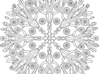 Wildflower Mandala Floral Design for Coloring and Crafts