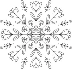Wildflower Mandala Floral Design for Coloring and Crafts