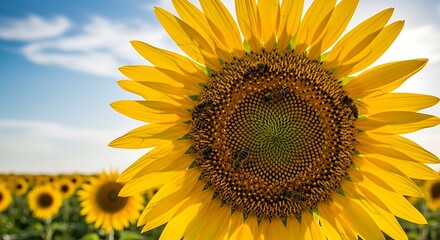 Vibrant Sunflower in a Sunny Field.