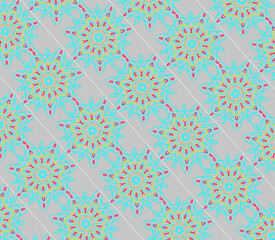 Geometric vector seamless pattern: vintage floral texture tile backdrop design