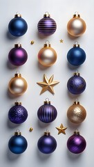 Festive christmas ornaments arranged beautifully for a holiday season decoration idea