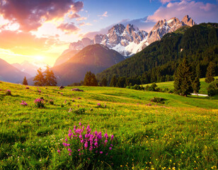 Beautiful grass and flower landscape  