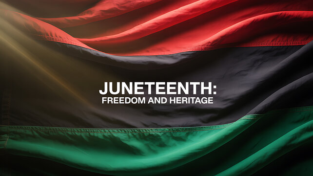 Juneteenth flag with red, black, and green colors symbolizing freedom and heritage